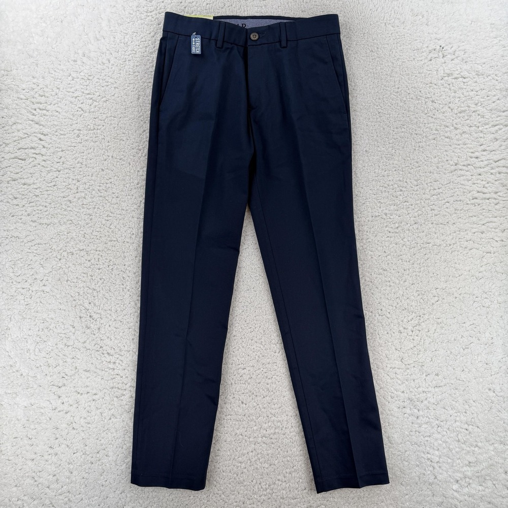 Haggar Premium No Iron Khaki Pants Mens 30x30 Blue Slim Fit Stretch HC10980 NWT